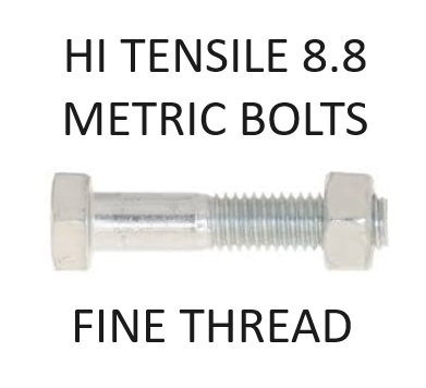 Metric Fine Hex HEAD Bolts Class 8.8 HIGH TENSILE sELECT DIAMETER